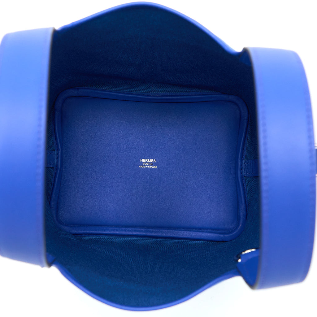 HERMES PICOTIN CARGO 18 LOCK BAG TOILE CANVAS/SWIFT LEATHER BLEU EGEE /BLEU ROYAL SHW