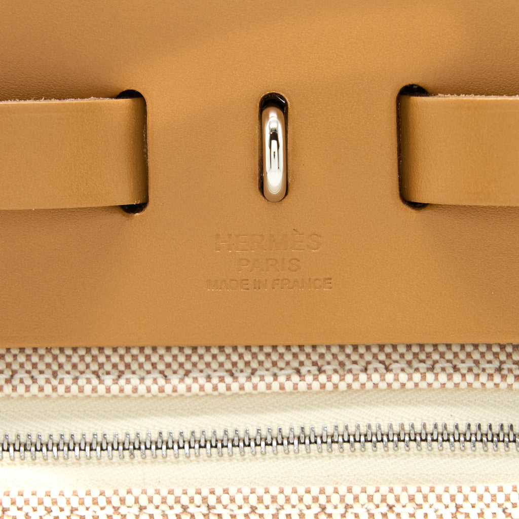 HERMES HERBAG ZIP 31 TOILE H EN RELIEF BRIDES SABLE/ ECRU BEIGE/ NAT SABLE