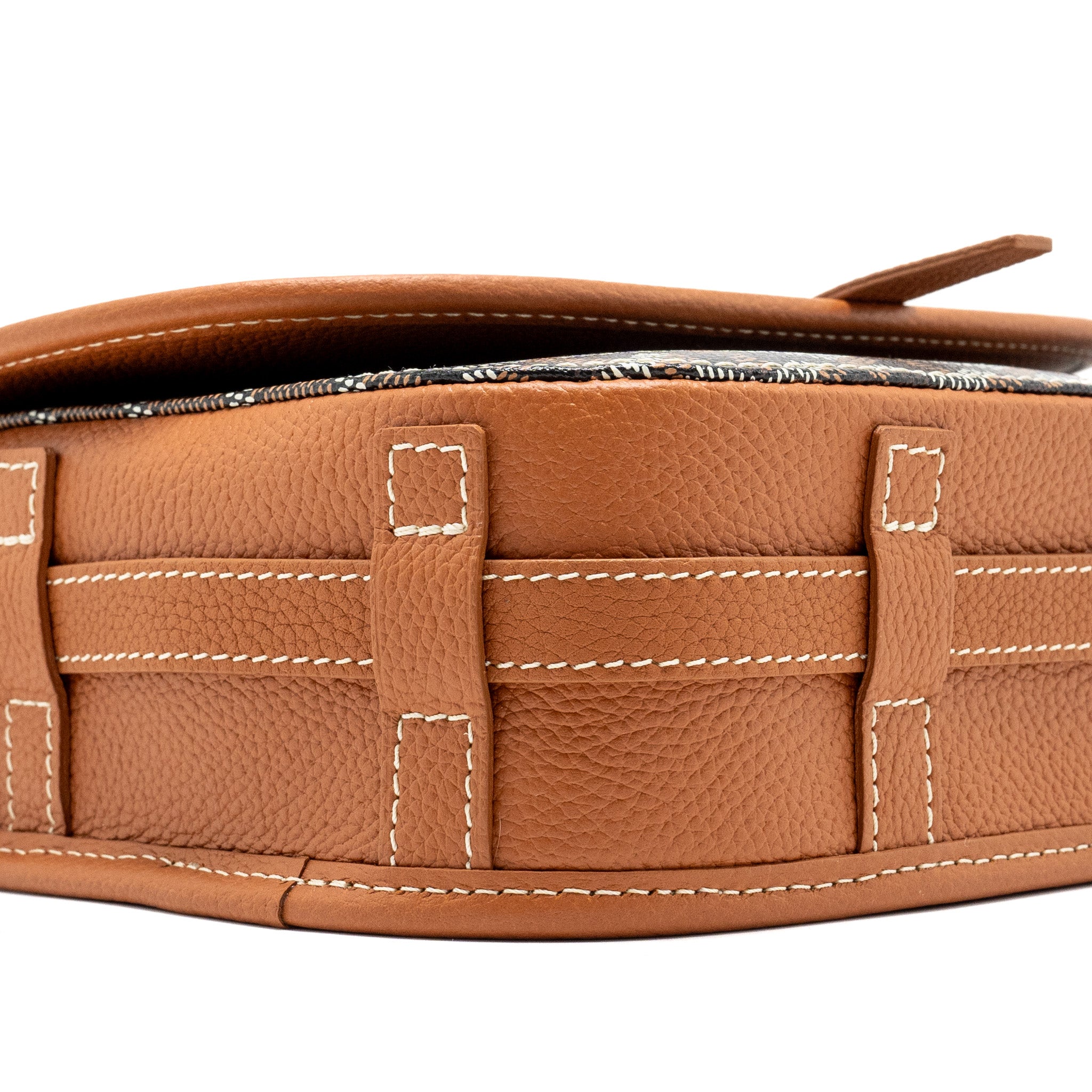 GOYARD BELVEDERE PM MESSENGER BAG GOYARDLINE CANVAS/CALFSKIN BLACK/TAN SHW