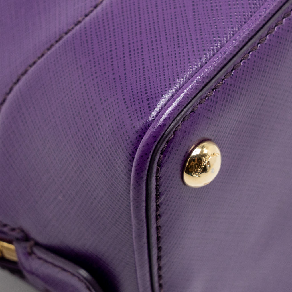 SALVATORE FERRAGAMO GANCINI DARINA LEATHER PURPLE GHW