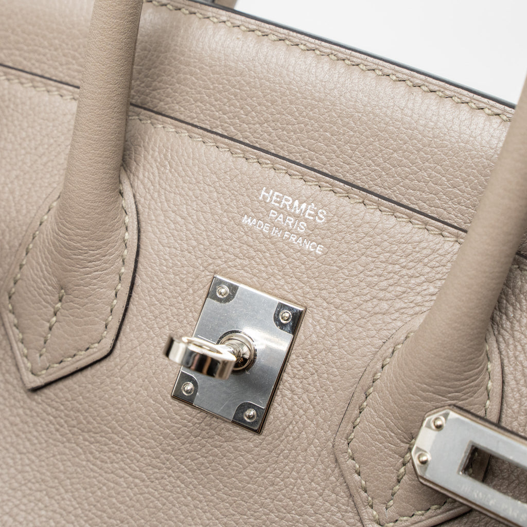 HERMES BIRKIN 25 TAURILLON NOVILLO M8 GRIS ASPHALTE SHW