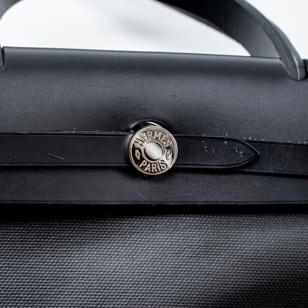 HERMES HERBAG 31 BERLINE CANVAS/VACHE HUNTER BLACK SHW