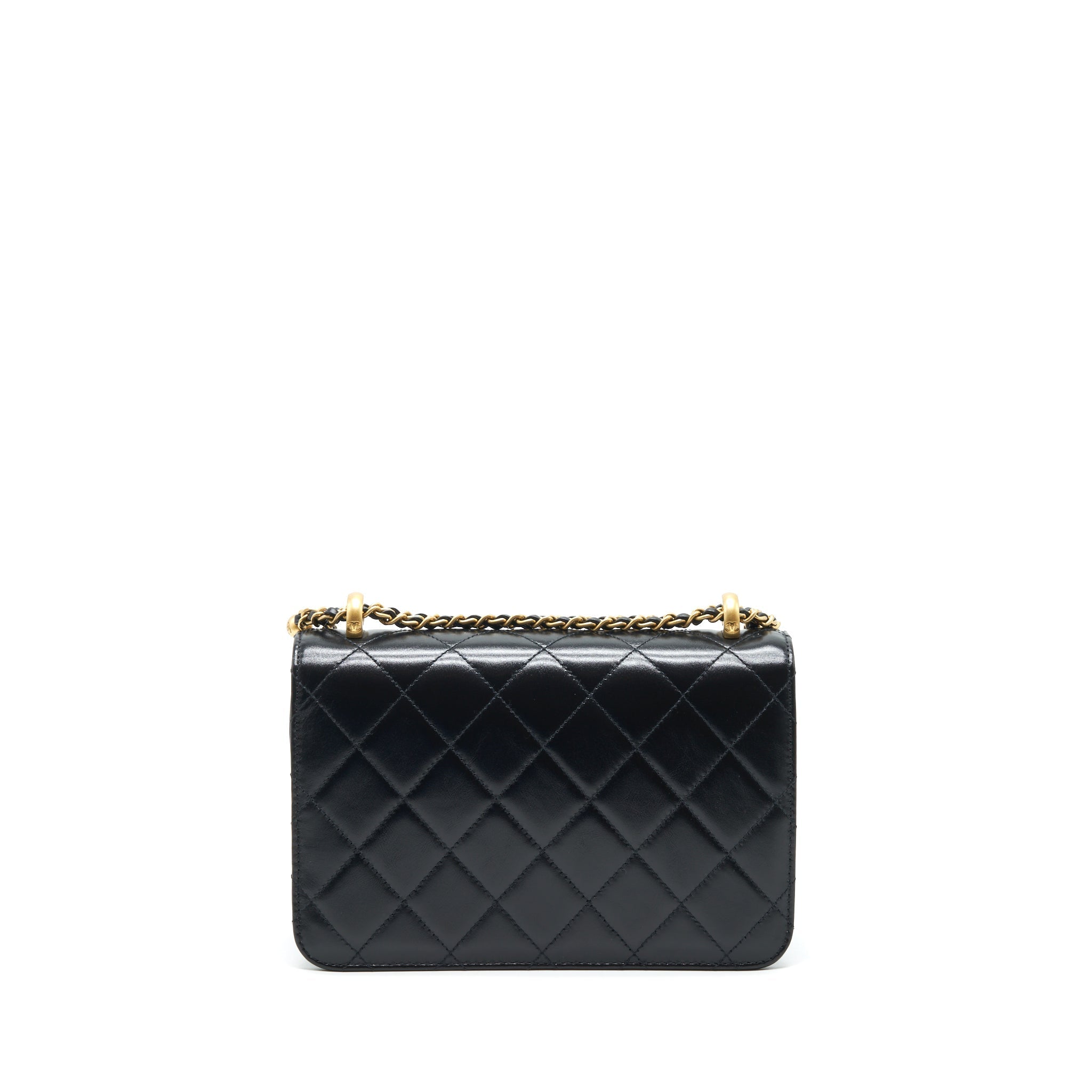 CHANEL 21A GOLD CRUSH FLAP BAG CALFSKIN BLACK GHW (MICROCHIP)