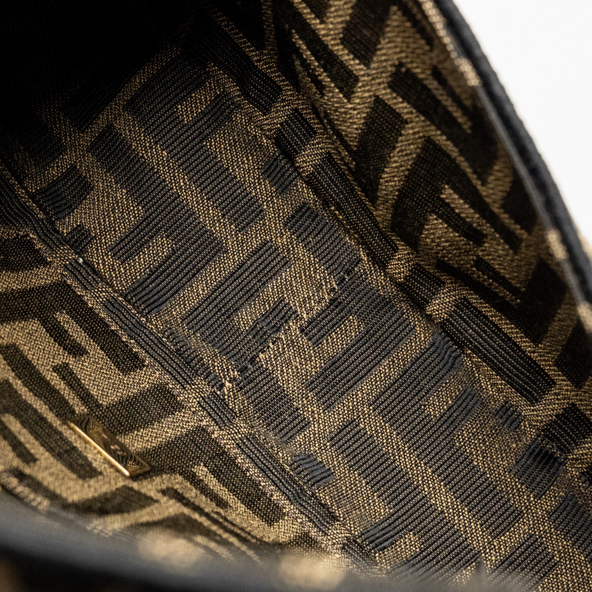 FENDI MINI BAGUETTE SHOULDER BAG FF JACQUARD CANVAS BROWN GHW