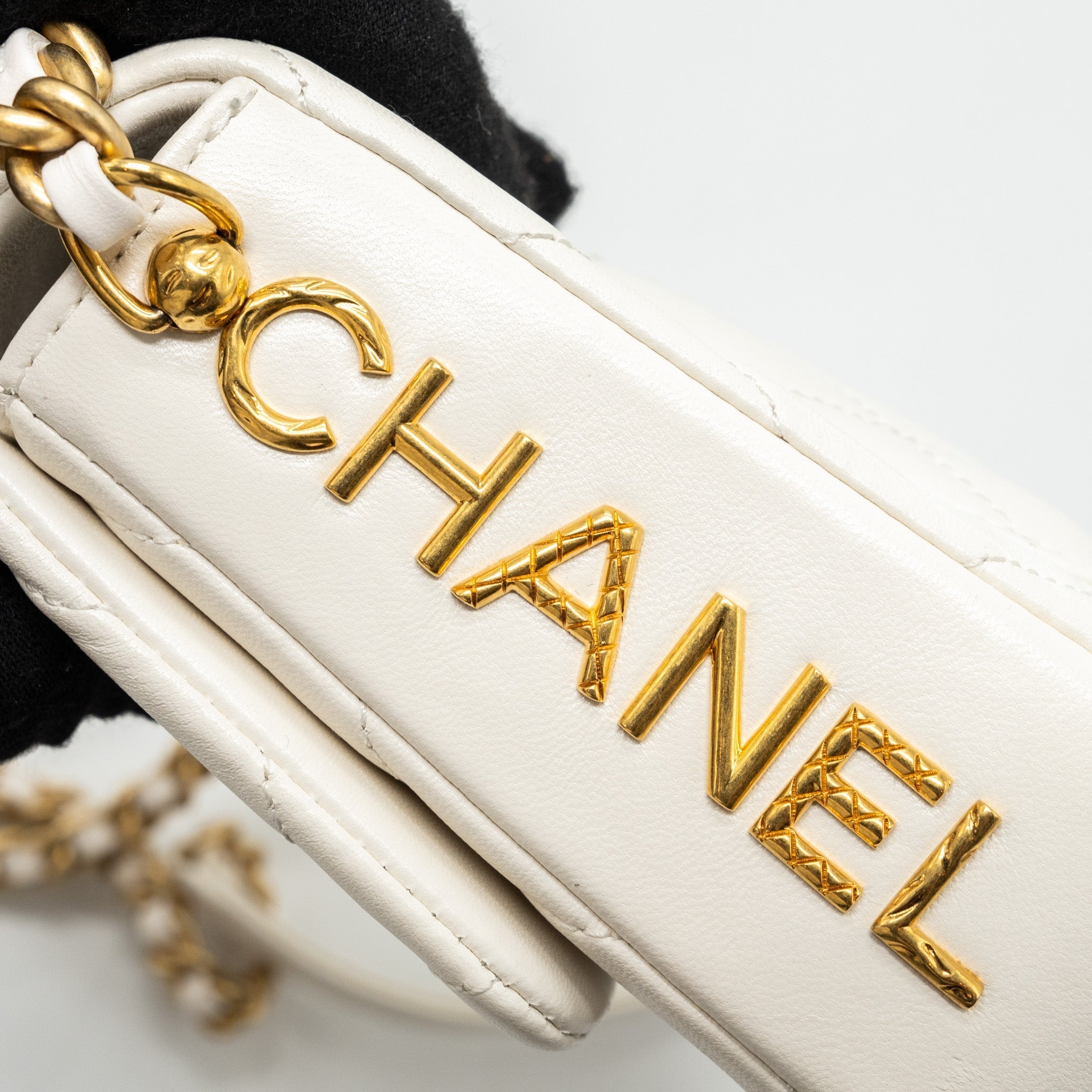 CHANEL SEASONAL SQUARE FLAP BAG LAMBSKIN WHITE GHW (MICROCHIP)