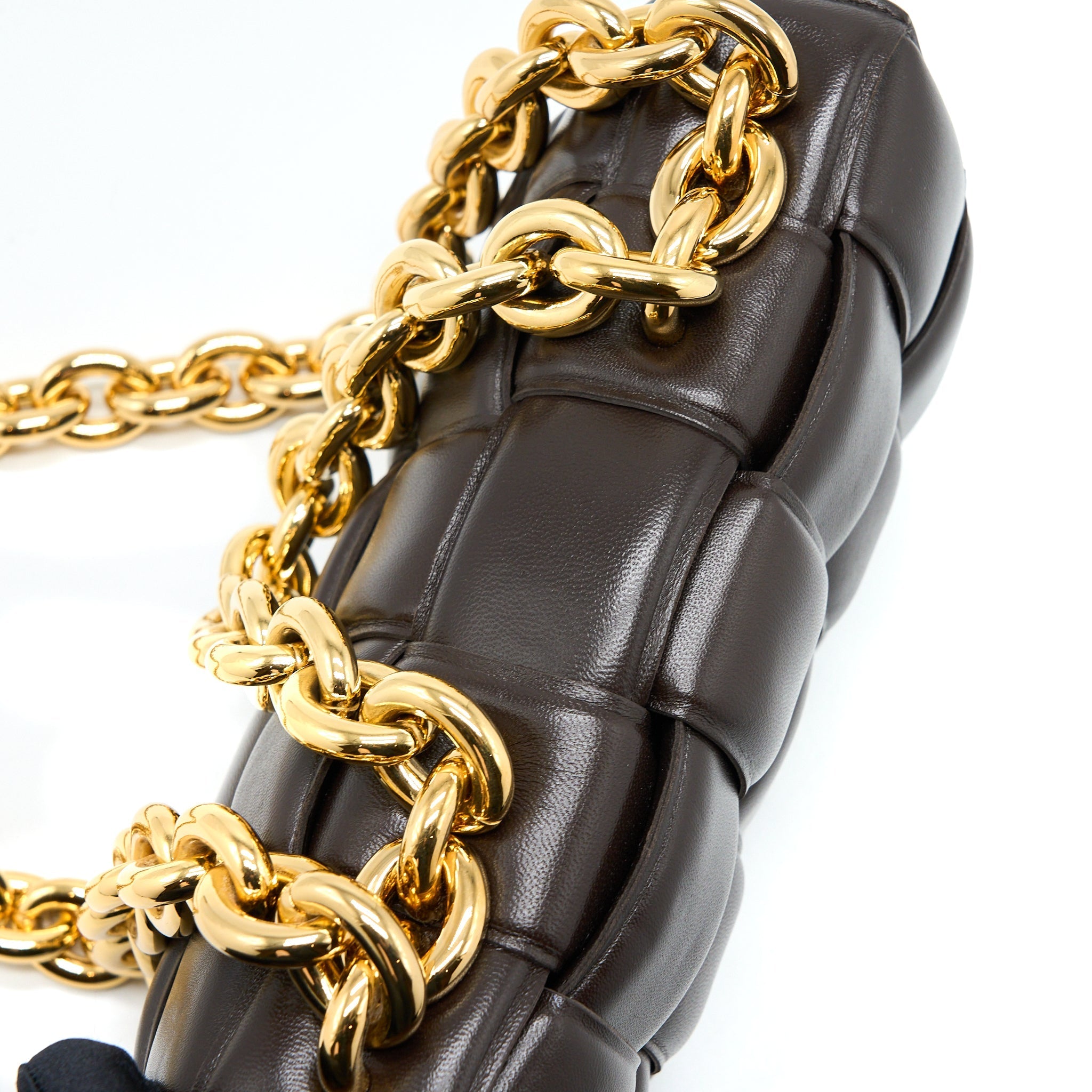 BOTTEGA VENETA CHAIN CASSETTE BAG DARK BROWN GHW