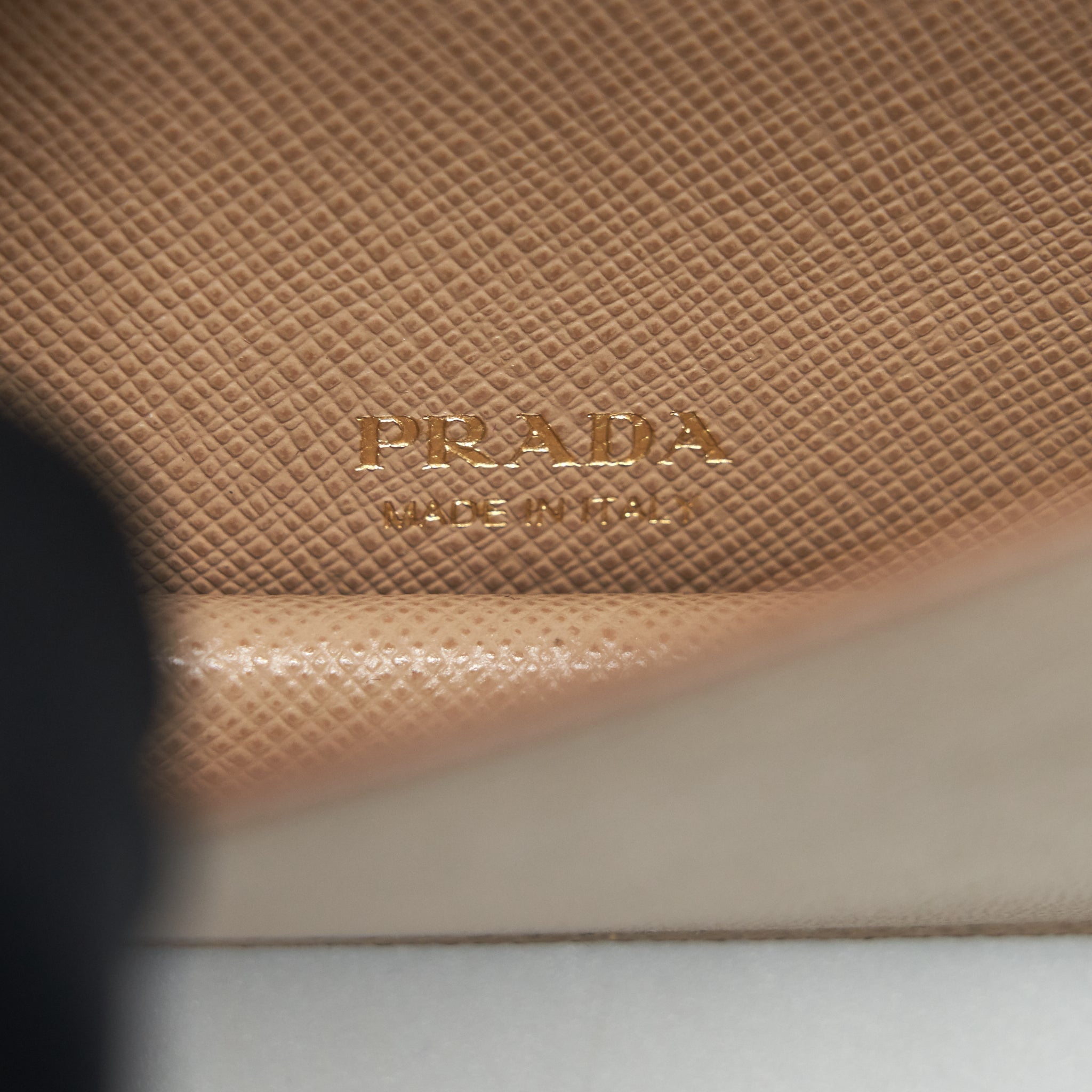 PRADA GIADA SAFFIANO LEATHER WALLET ON CHAIN BEIGE