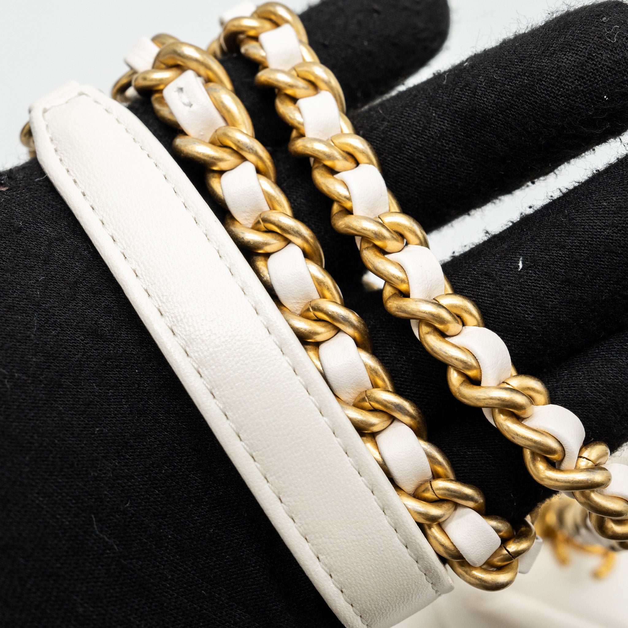 CHANEL SEASONAL SQUARE FLAP BAG LAMBSKIN WHITE GHW (MICROCHIP)