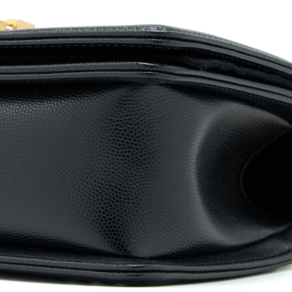 CHANEL SMALL BOY BAG CAVIAR BLACK GHW (MICROCHIP)