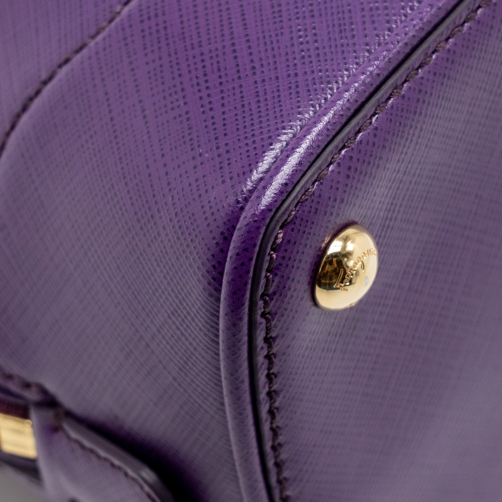 SALVATORE FERRAGAMO GANCINI DARINA LEATHER PURPLE GHW