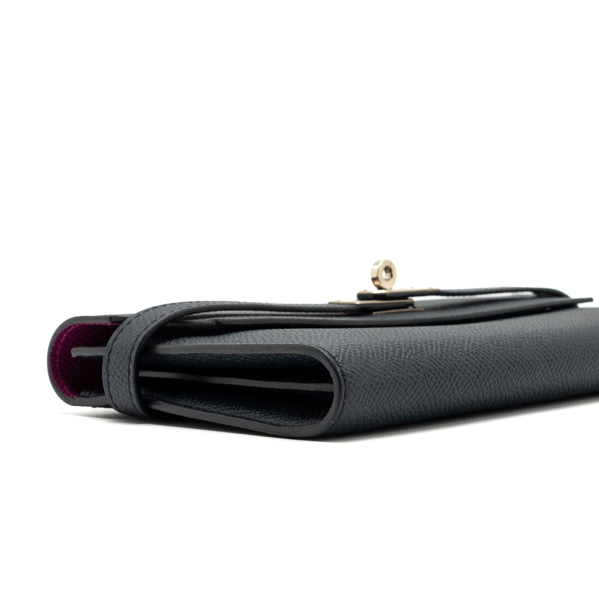 HERMES KELLY LONG WALLET EPSOM BLUE NUIT/ PURPLE SHW