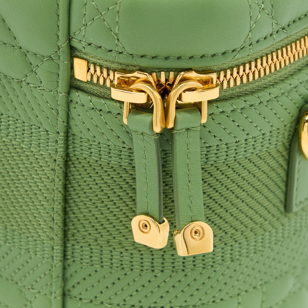 DIOR SMALL DIORTRAVEL VANITY CASE CANNAGE LAMBSKIN GREEN GHW
