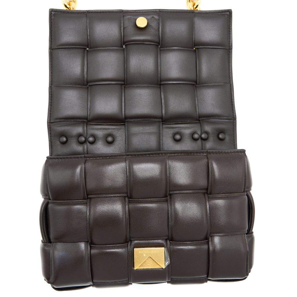 BOTTEGA VENETA CHAIN CASSETTE BAG DARK BROWN GHW