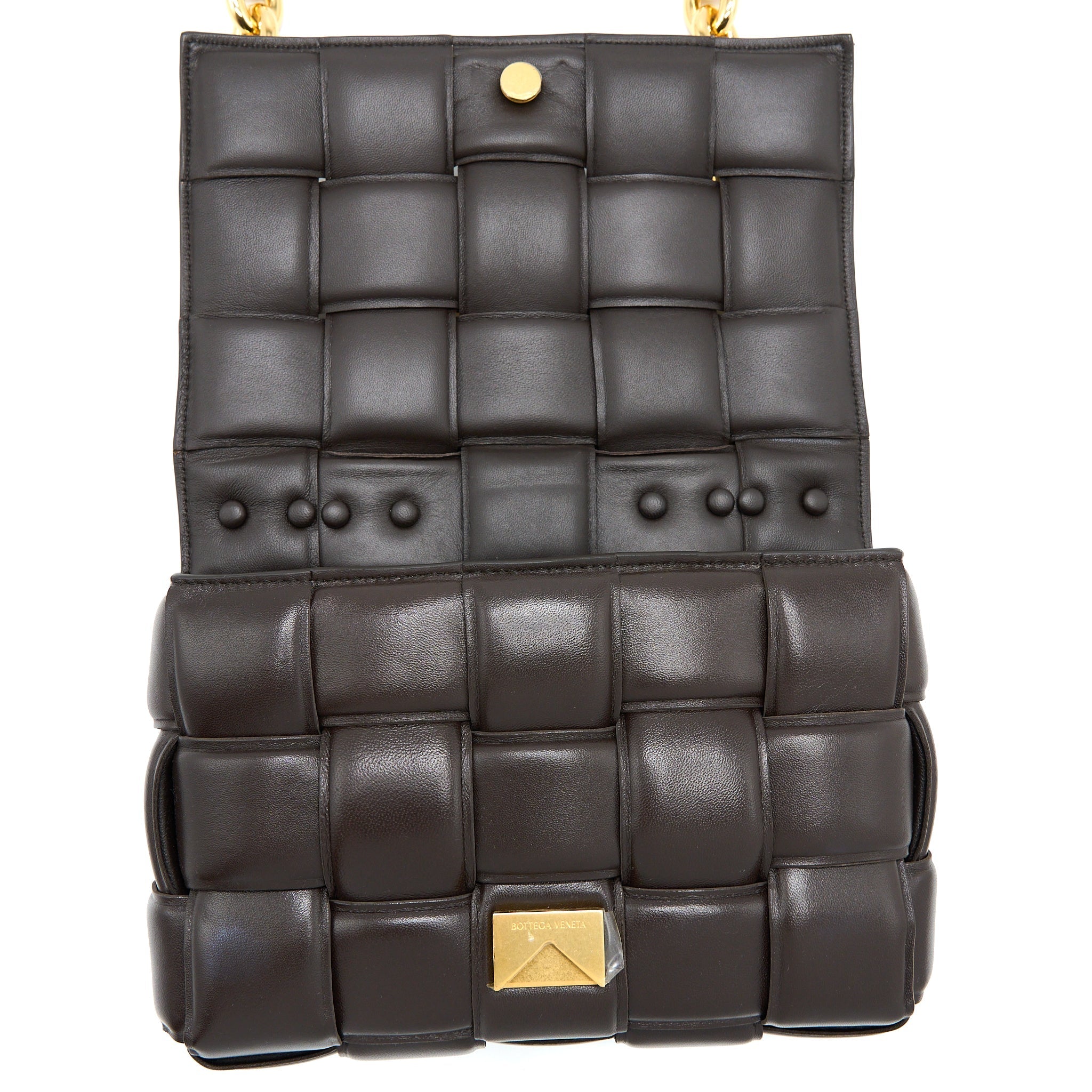 BOTTEGA VENETA CHAIN CASSETTE BAG DARK BROWN GHW