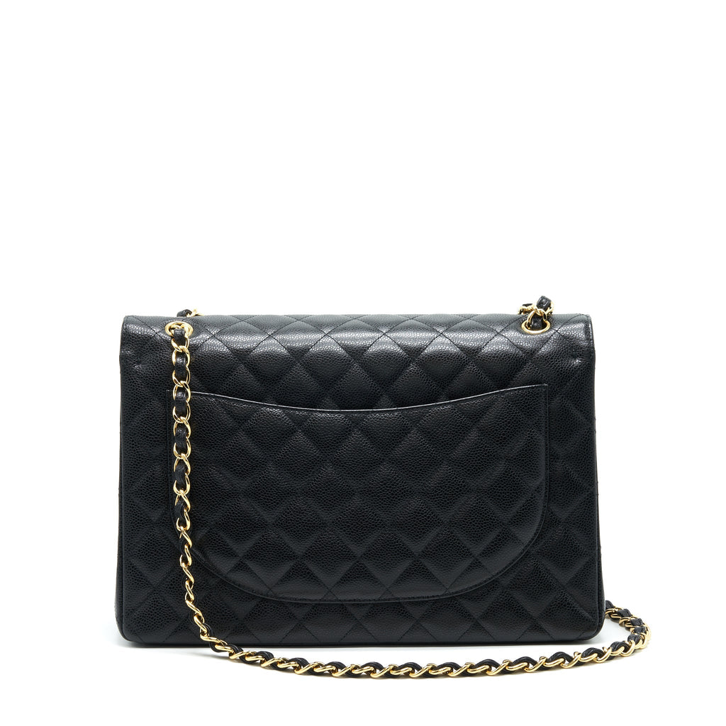 CHANEL MAXI CLASSIC DOUBLE FLAP CAVIAR BLACK GHW SERIAL 20