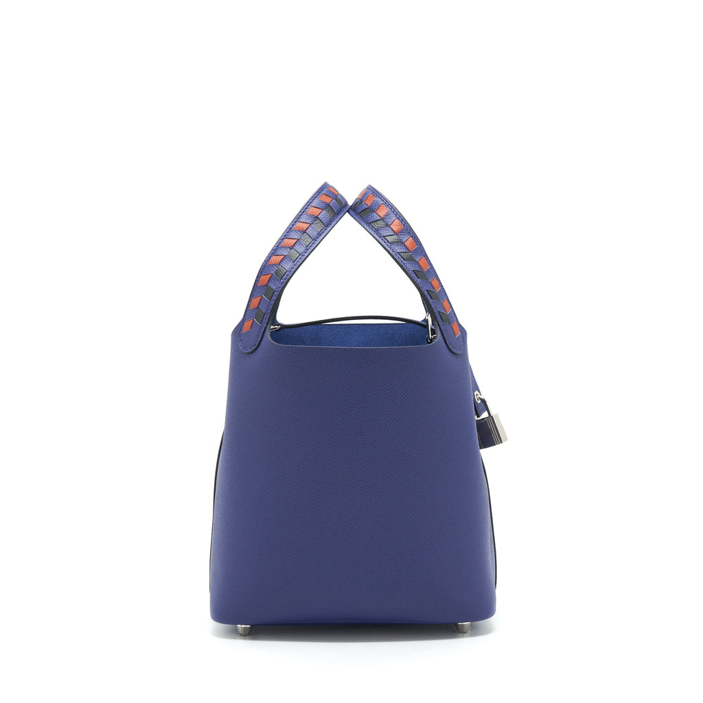 HERMES PICOTIN 18 LOCK BAG EPSOM BLEU ENCRE/ BRIQUE/ NOIR SHW