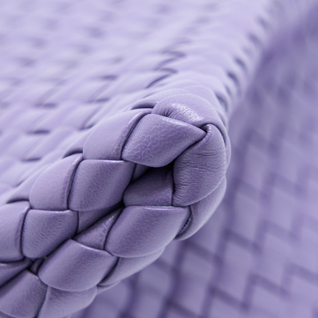 BOTTEGA VENETA CRISSCROSS CLUTCH BAG LAVENDER SHW