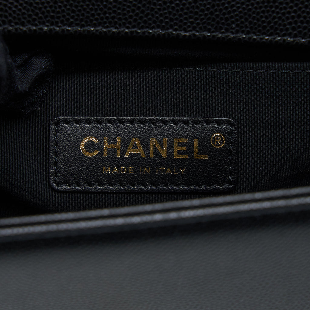 CHANEL SMALL BOY BAG CAVIAR BLACK GHW (MICROCHIP)