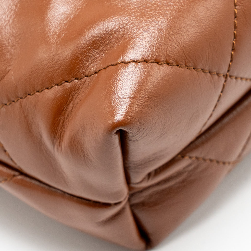 CHANEL MINI 22 BAG SHINY CALFSKIN CARAMEL GHW (MICROCHIP)