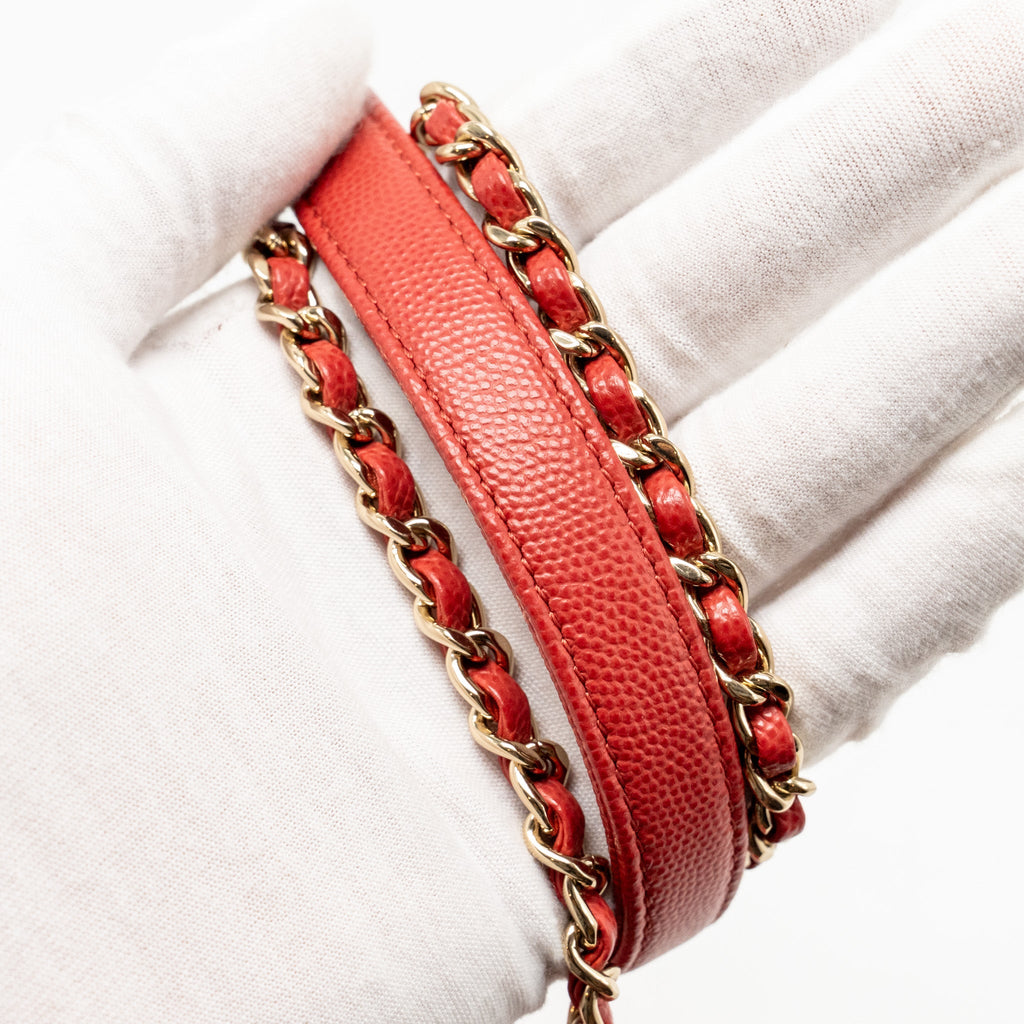 CHANEL SMALL COCO HANDLE CHEVRON CAVIAR RED GHW