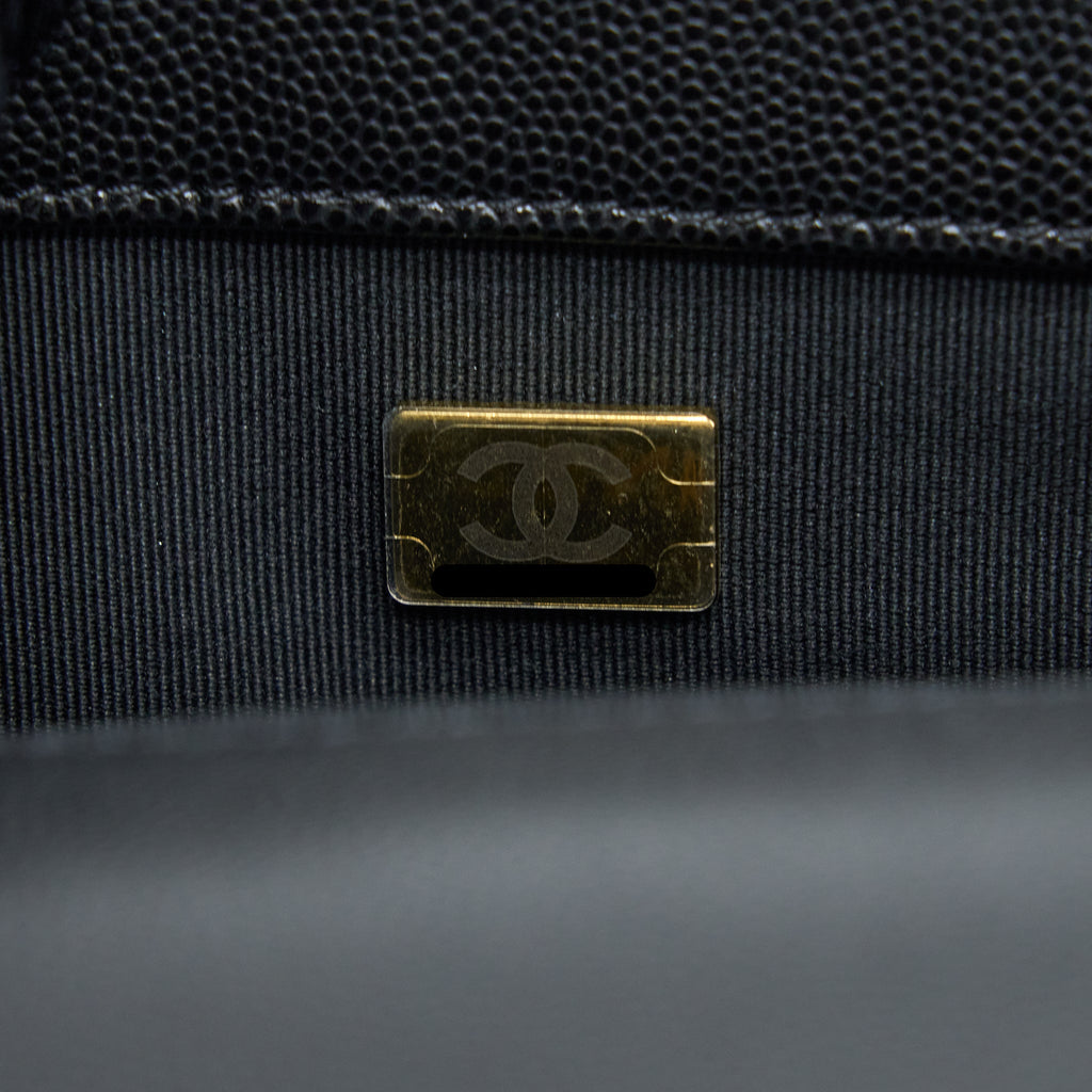 CHANEL SMALL BOY BAG CAVIAR BLACK GHW (MICROCHIP)