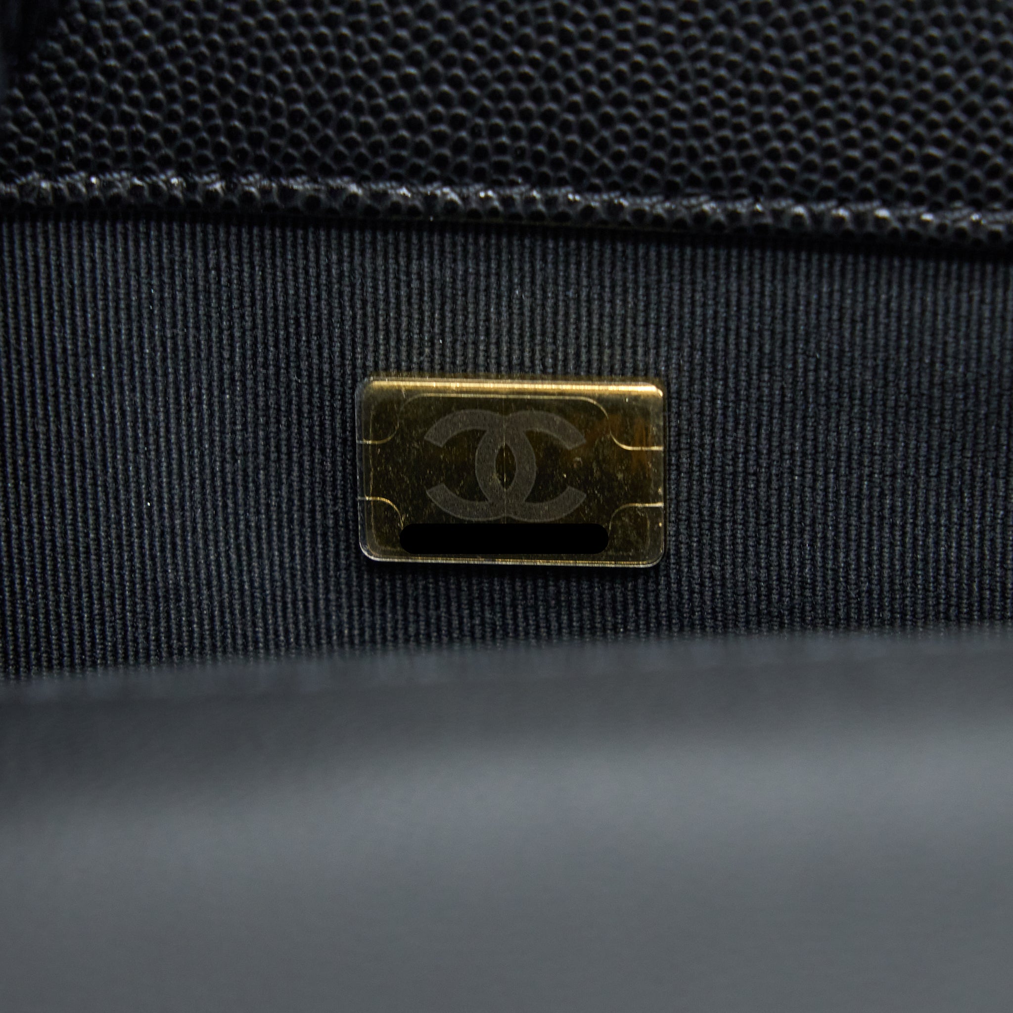 CHANEL SMALL BOY BAG CAVIAR BLACK GHW (MICROCHIP)