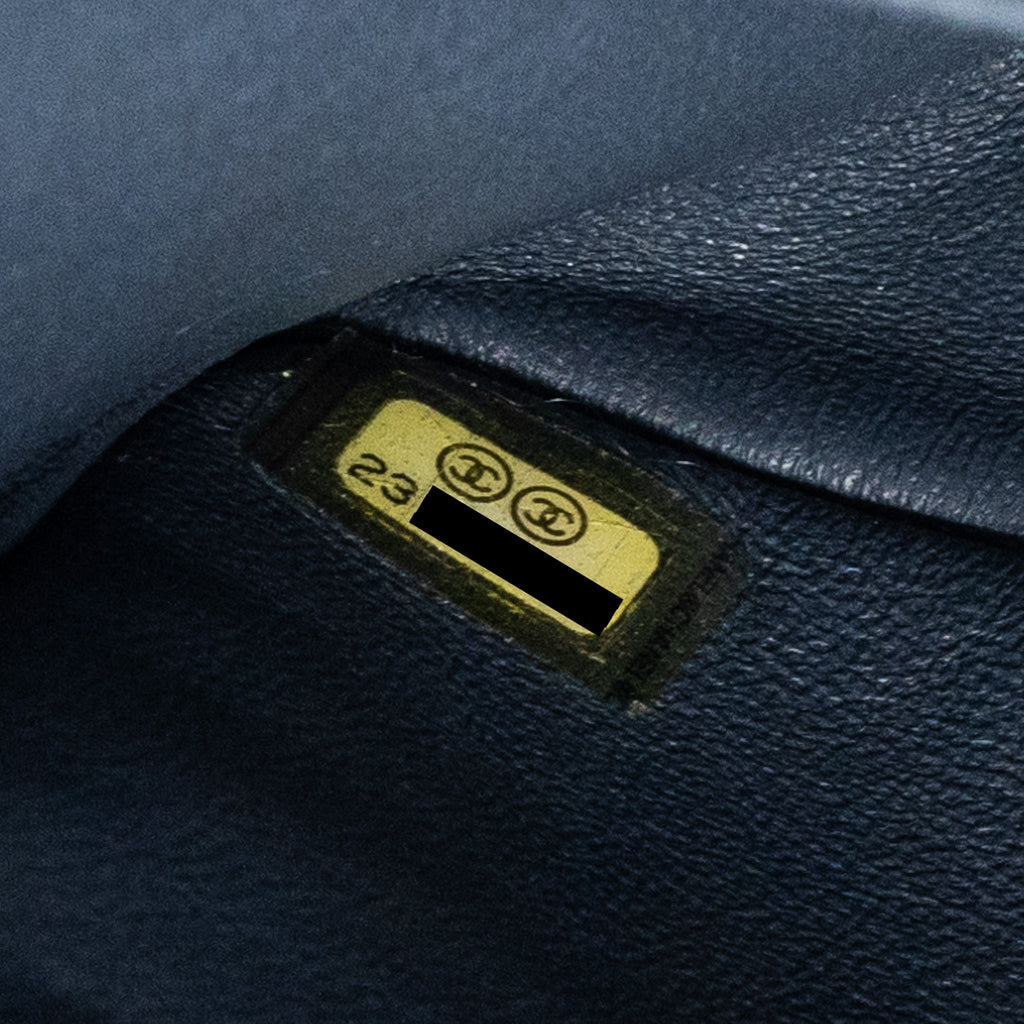 CHANEL 2.55 226 REISSUE DOUBLE FLAP BAG TWEED DARK GREY / BLUE RUTHENIUM HARDWARE