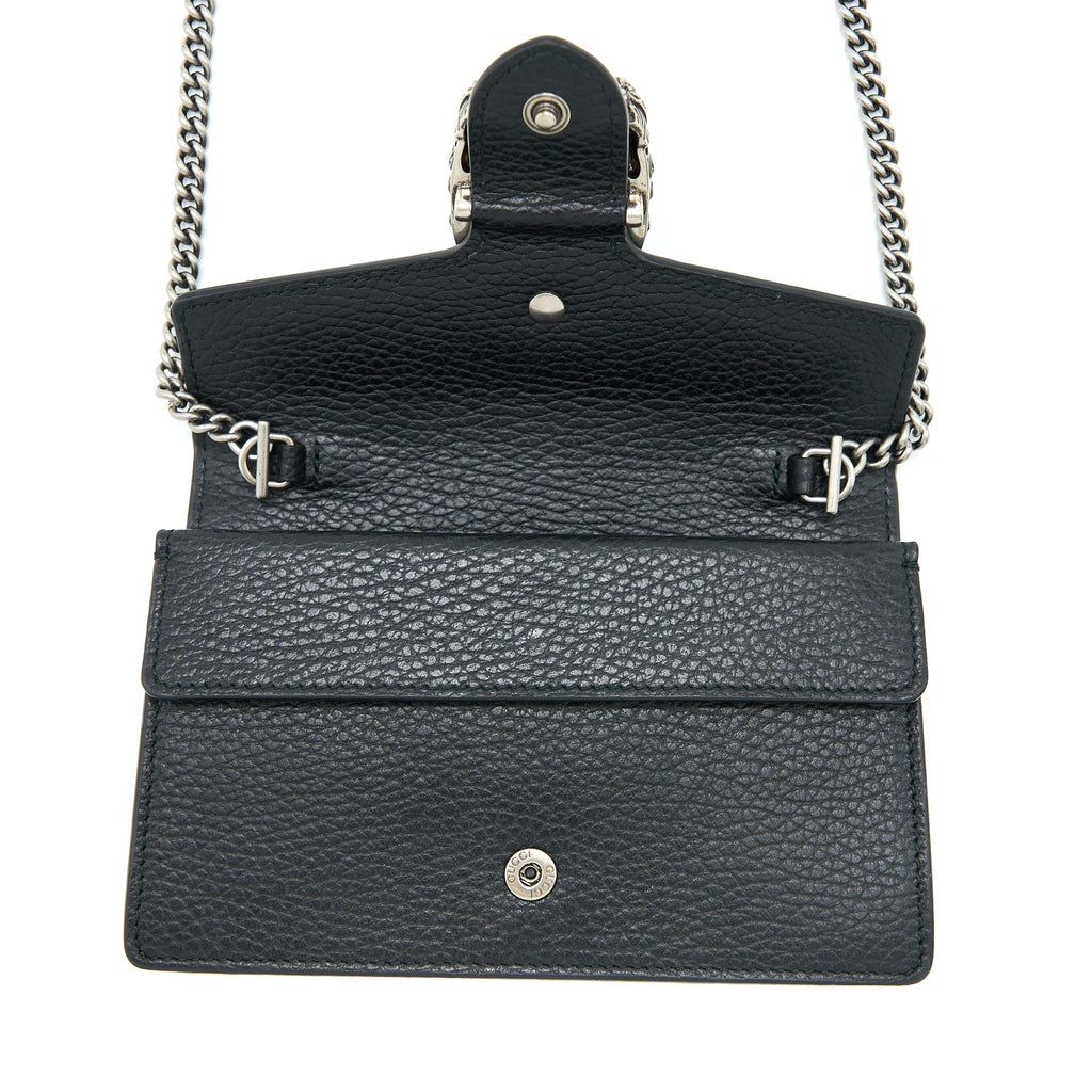 GUCCI SUPER MINI DIONYSUS CALFSKIN BLACK RUTHENIUM SHW