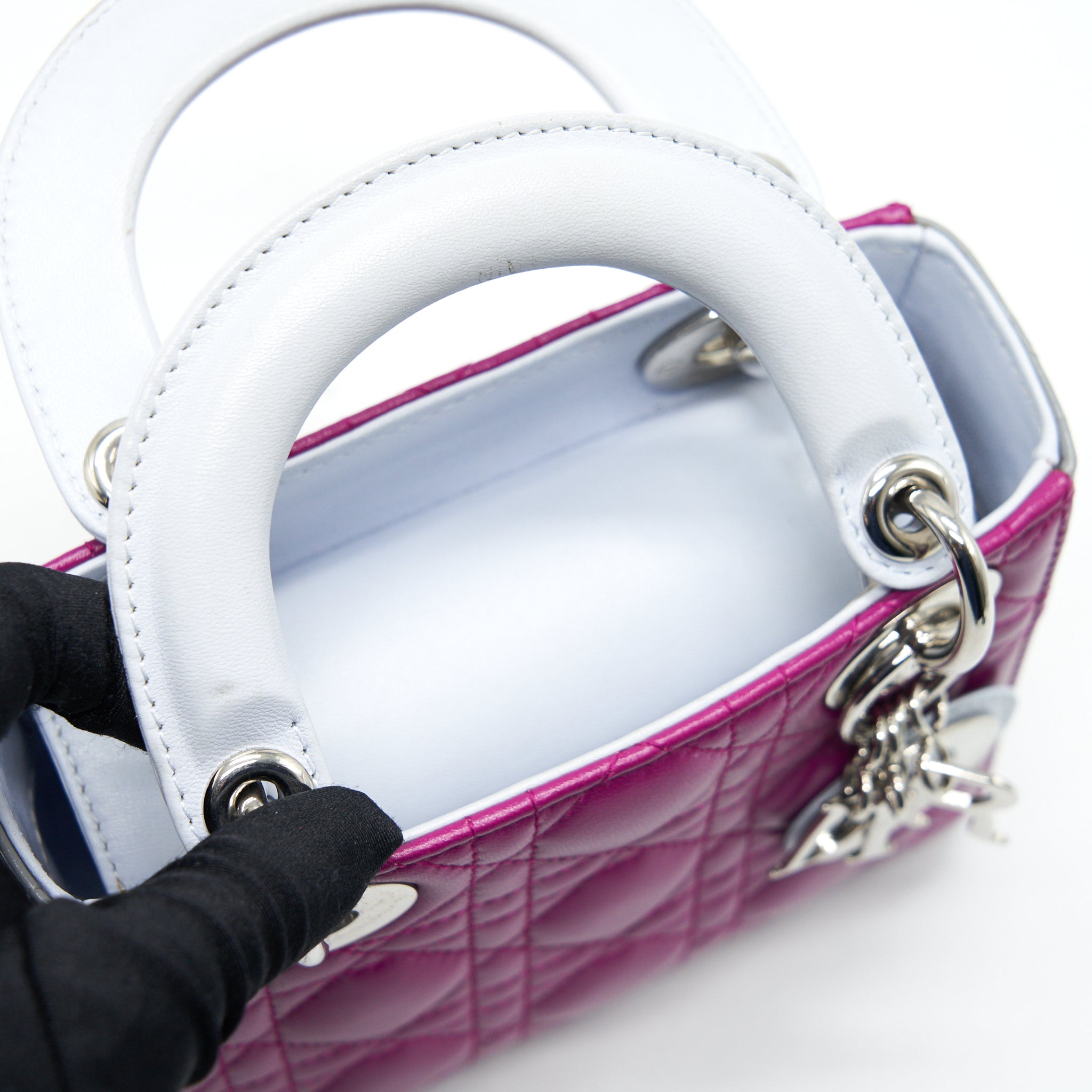 CHRISTIAN DIOR MINI LADY DIOR LAMBSKIN PINK/PURPLE/GREY