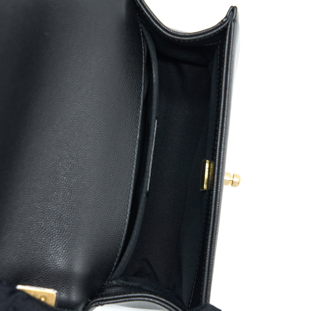 CHANEL SMALL BOY BAG CAVIAR BLACK GHW (MICROCHIP)