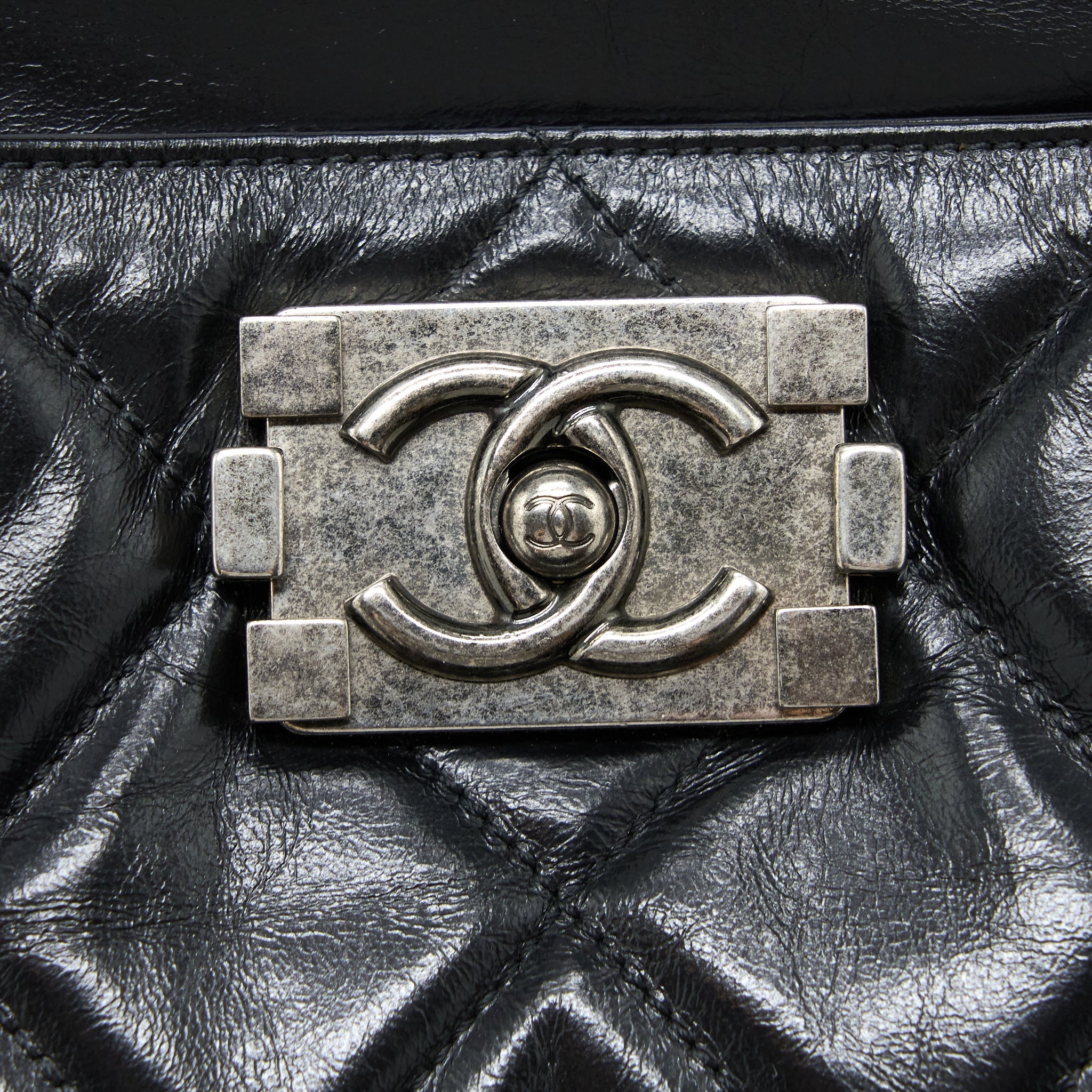 CHANEL LARGE TOTE BAG CALFSKIN BLACK RUTHENIUM HARDWARE