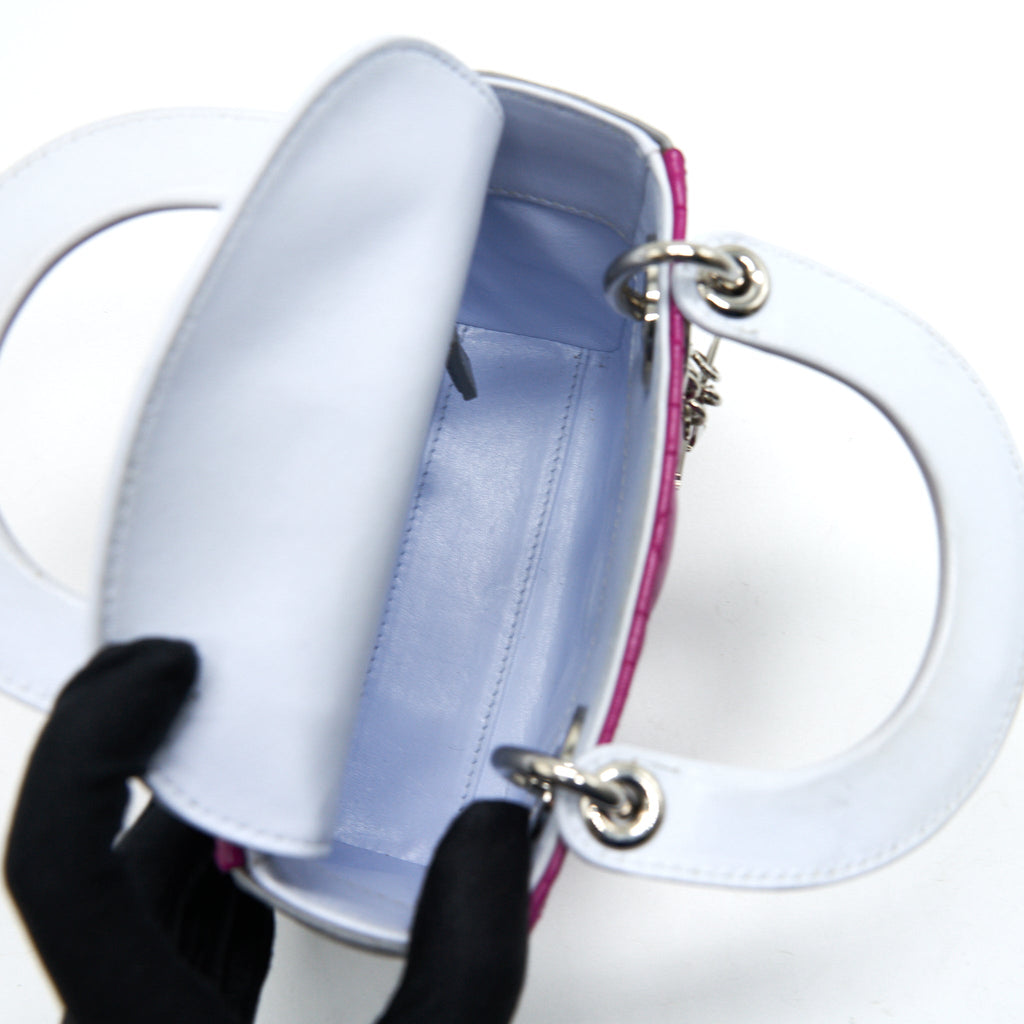 CHRISTIAN DIOR MINI LADY DIOR LAMBSKIN PINK/PURPLE/GREY
