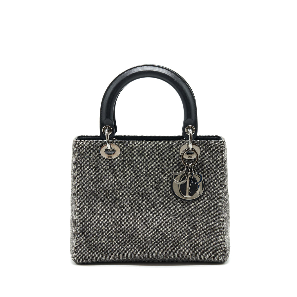 DIOR LADY DIOR MEDIUM FABRIC DARK GREY SHW