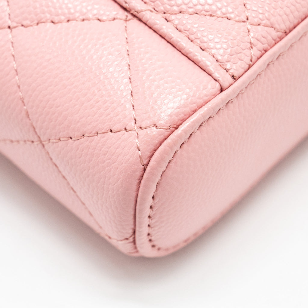 CHANEL VANITY PHONE HOLDER WITH CHAIN CAVIAR PINK LGHW