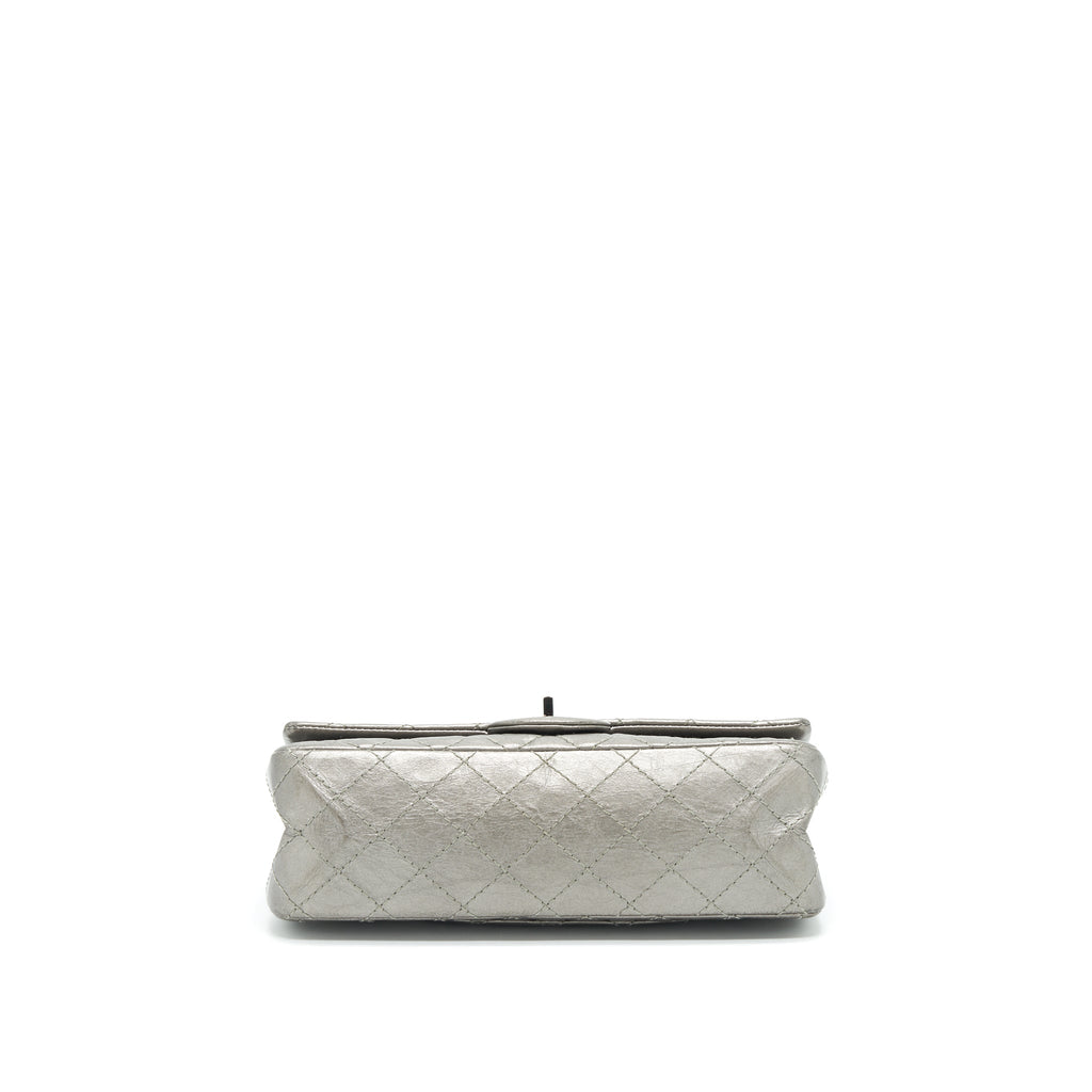 CHANEL SMALL REISSUE 2.55 225 DOUBLE FLAP BAG SILVER GREY