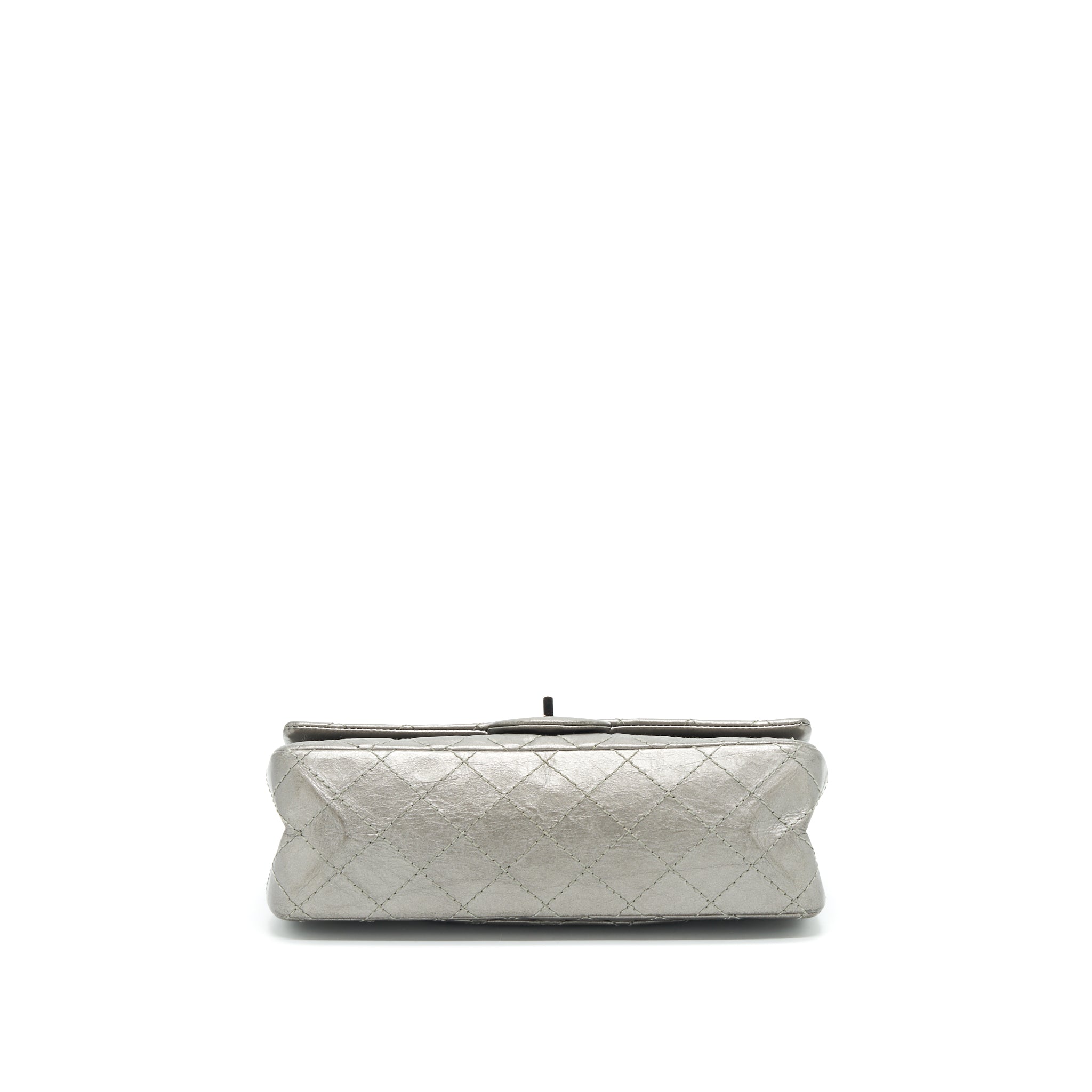 CHANEL SMALL REISSUE 2.55 225 DOUBLE FLAP BAG SILVER GREY