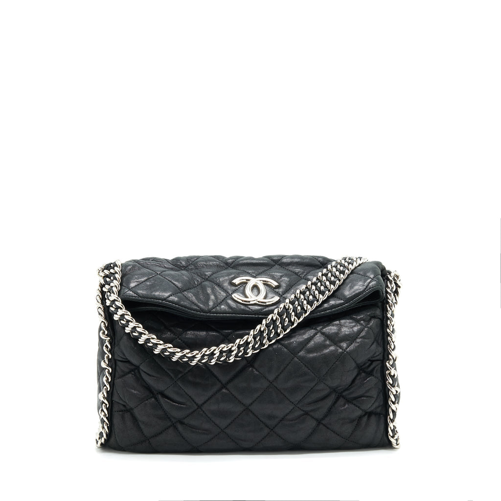 CHANEL QUILTED LEATHER WITH CHAIN SHOULDER BAG BLACK SHW