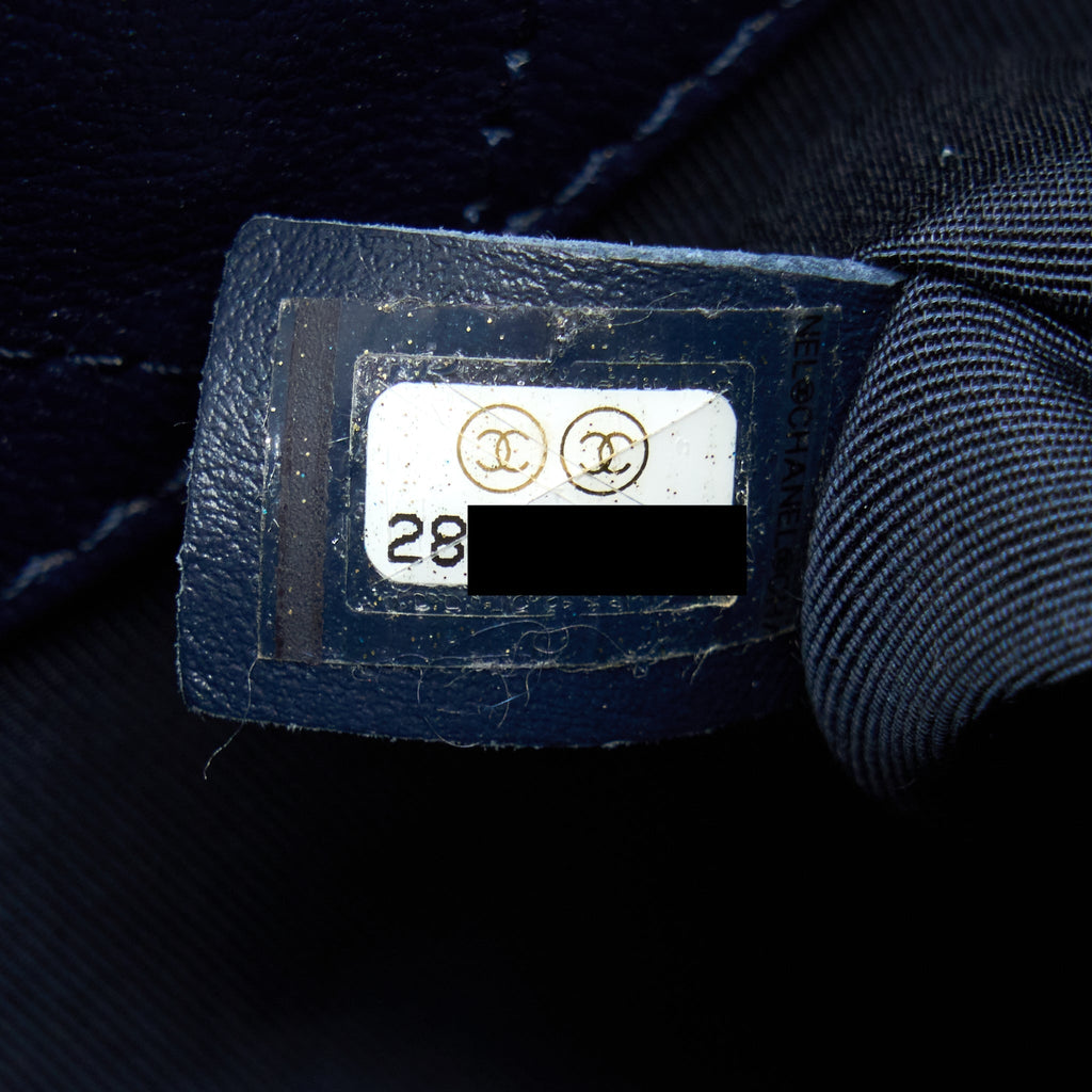 CHANEL TOP HANDLE BUCKET BAG CAVIAR NAVY BLUE LGHW