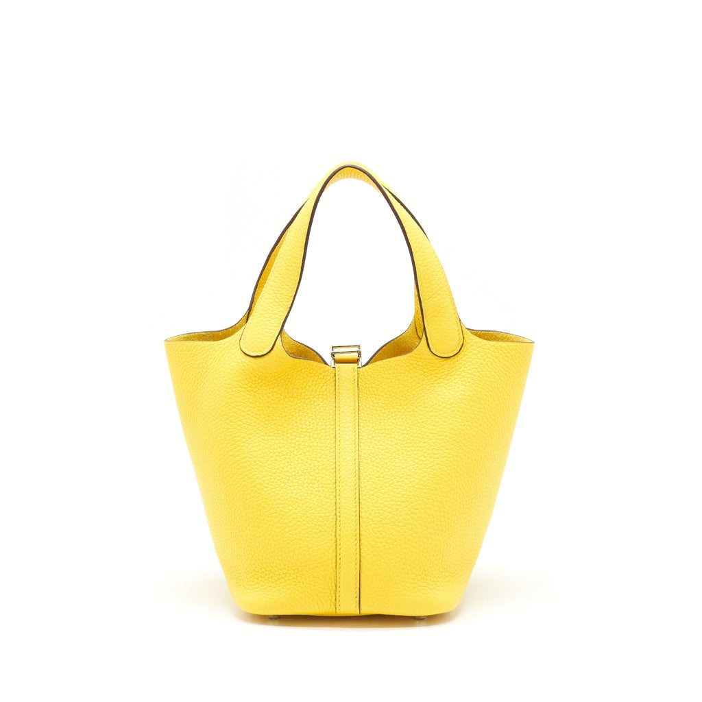 HERMES PICOTIN 18 LOCK BAG CLEMENCE JAUNE DE NAPLES SHW