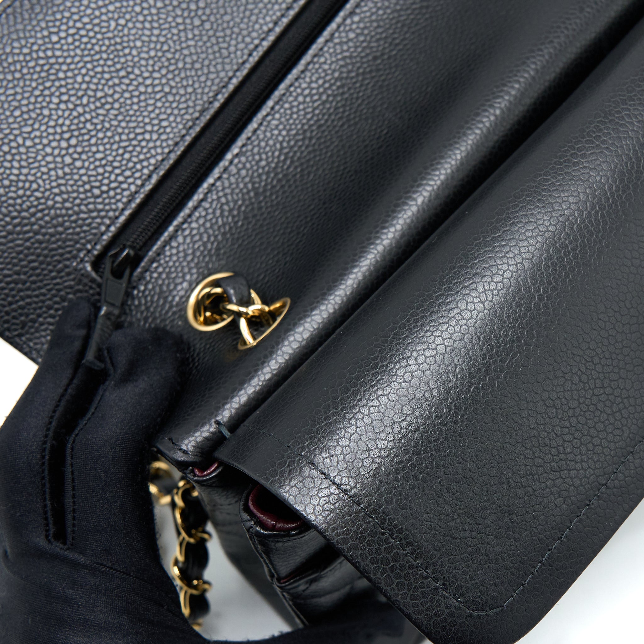 CHANEL MEDIUM CLASSIC DOUBLE FLAP BAG CAVIAR BLACK GHW (MICROCHIP)