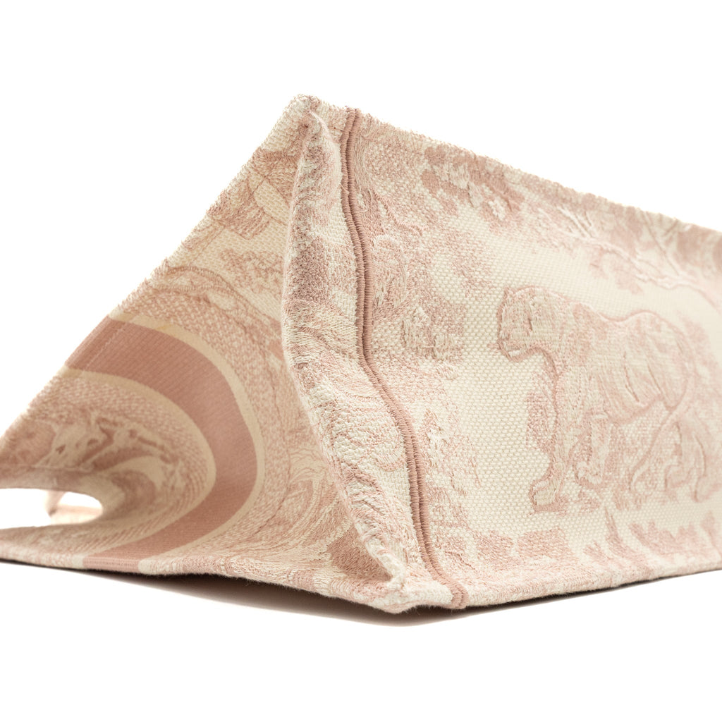 DIOR MEDIUM BOOK TOTE BAG PINK TOILE DE JOUY EMBROIDERY