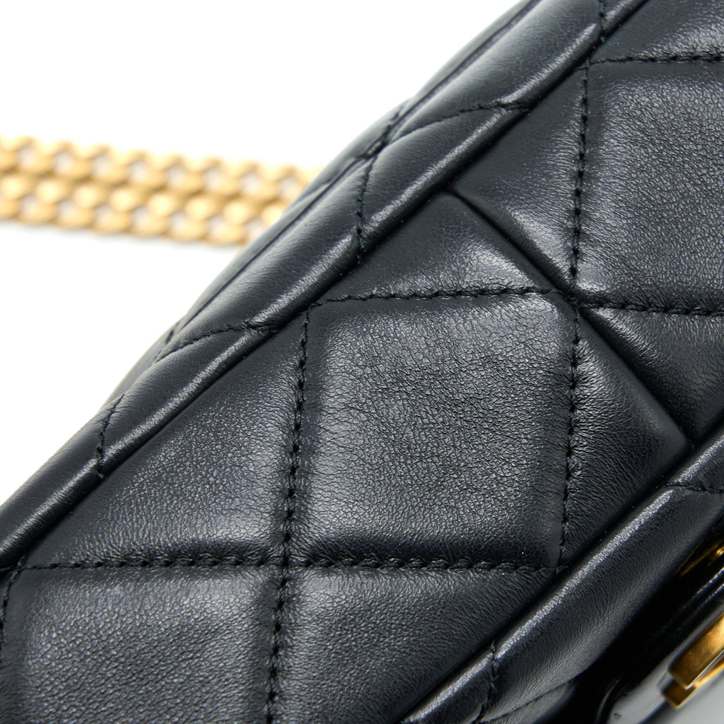 CHANEL 22P ENEMAL FLAP BAG LAMBSKIN BLACK GHW (MICROCHIP)
