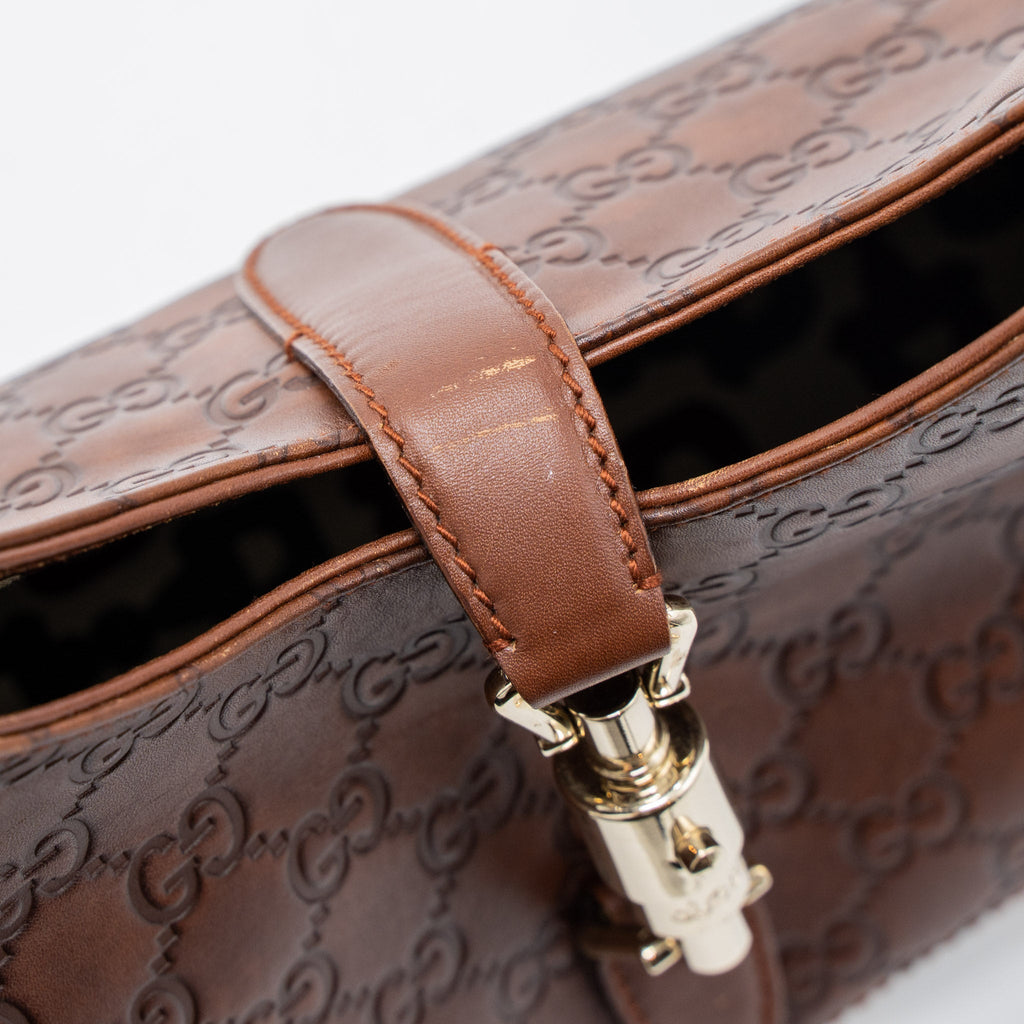 GUCCI VINTAGE JACKIE BAG GG SUPREME CALFSKIN BROWN GHW