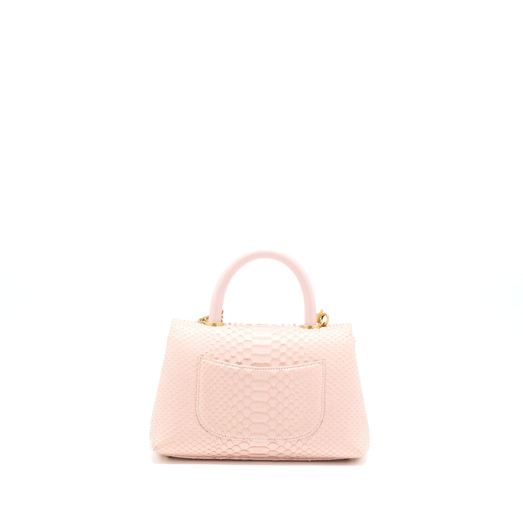 CHANEL SMALL COCO HANDLE PYTHON LEATHER LIGHT PINK BRUSHED GHW