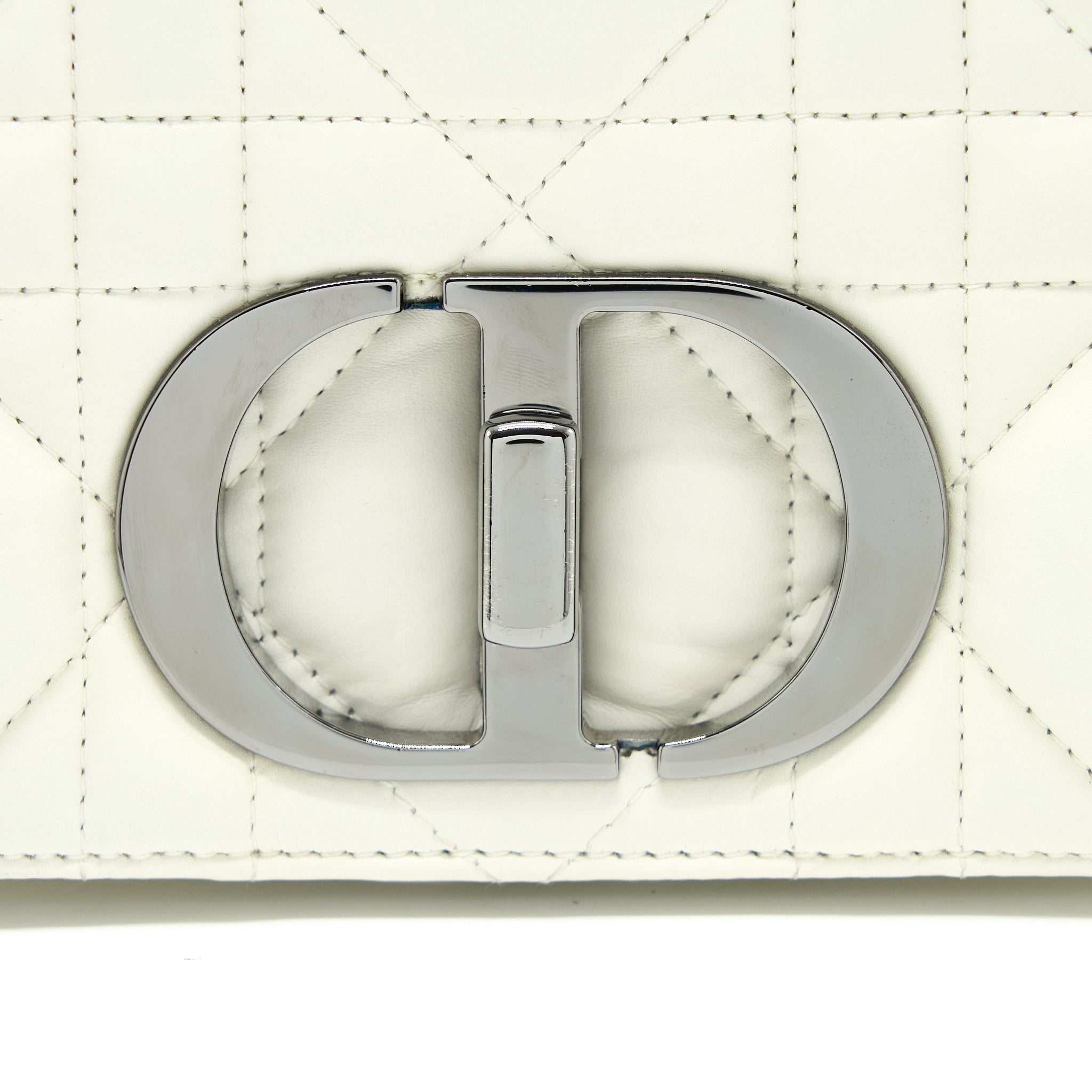 DIOR SMALL DIOR CARO BAG LATTE QUILTED MACROCANNAGE CALFSKIN WHITE BLACK HARDWARE