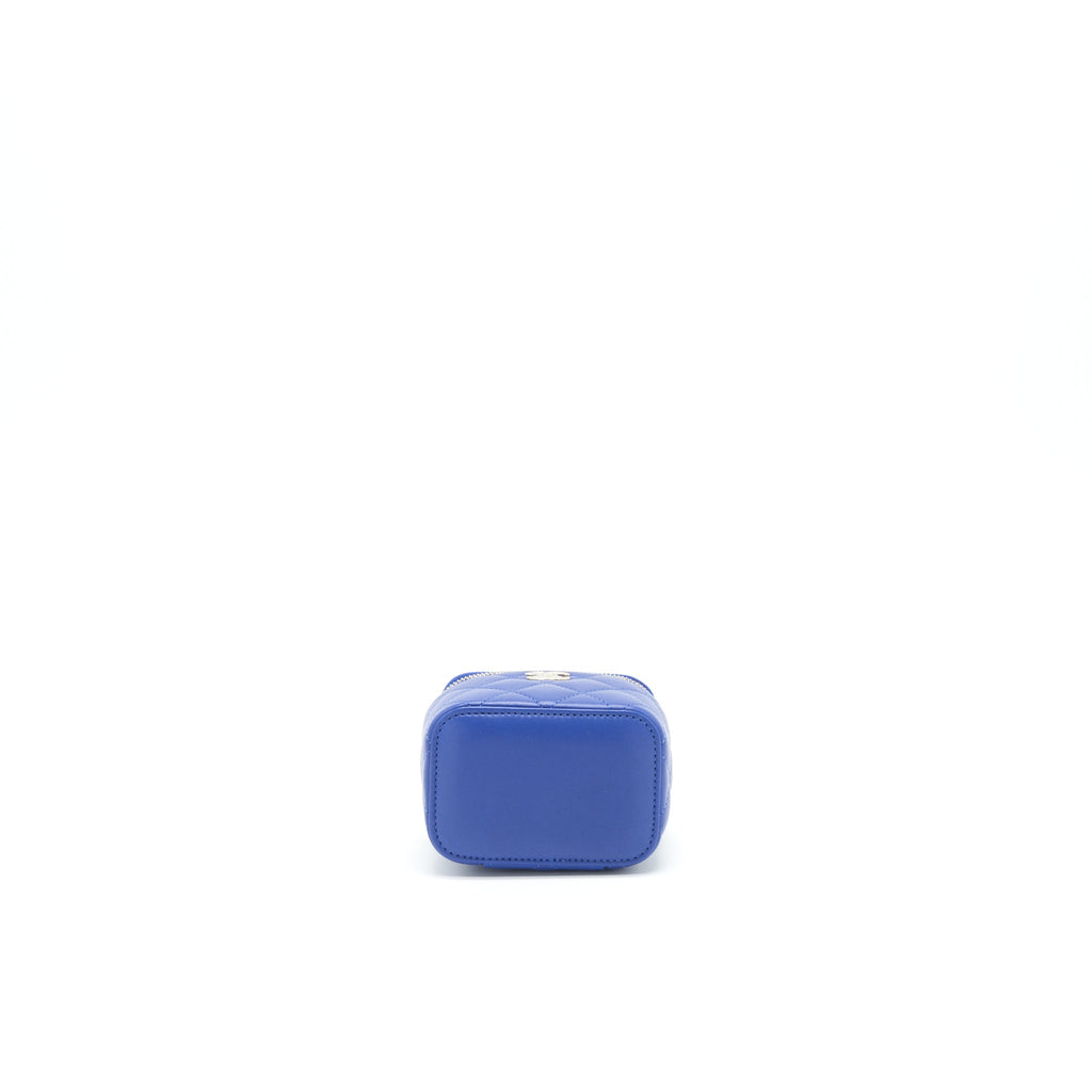 CHANEL 21K MINI TOP HANDLE VANITY WITH CHAIN BLUE LGHW
