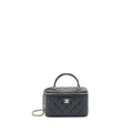 CHANEL TOP HANDLE LONG VANITY WITH CHAIN LAMBSKIN BLACK LGHW