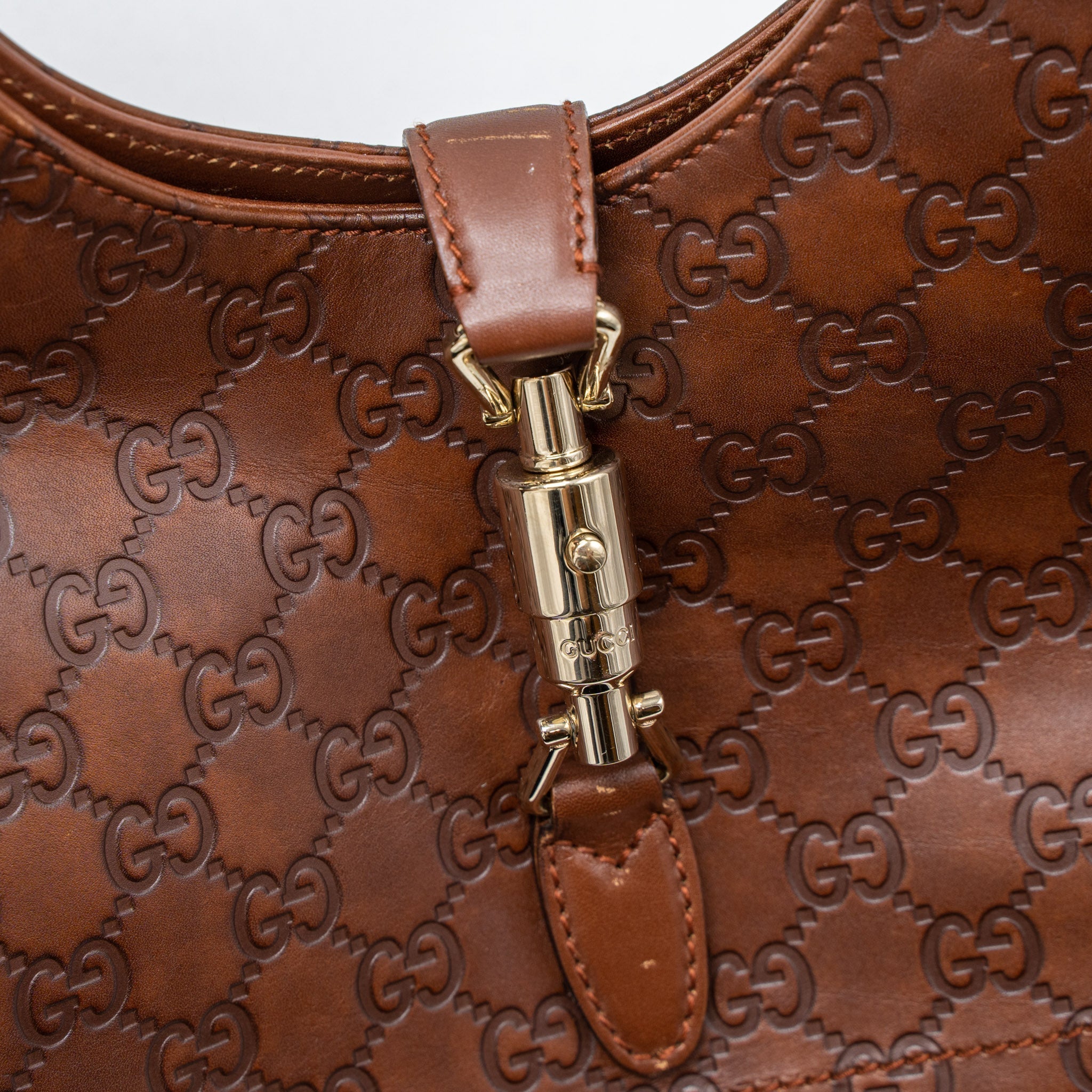 GUCCI VINTAGE JACKIE BAG GG SUPREME CALFSKIN BROWN GHW