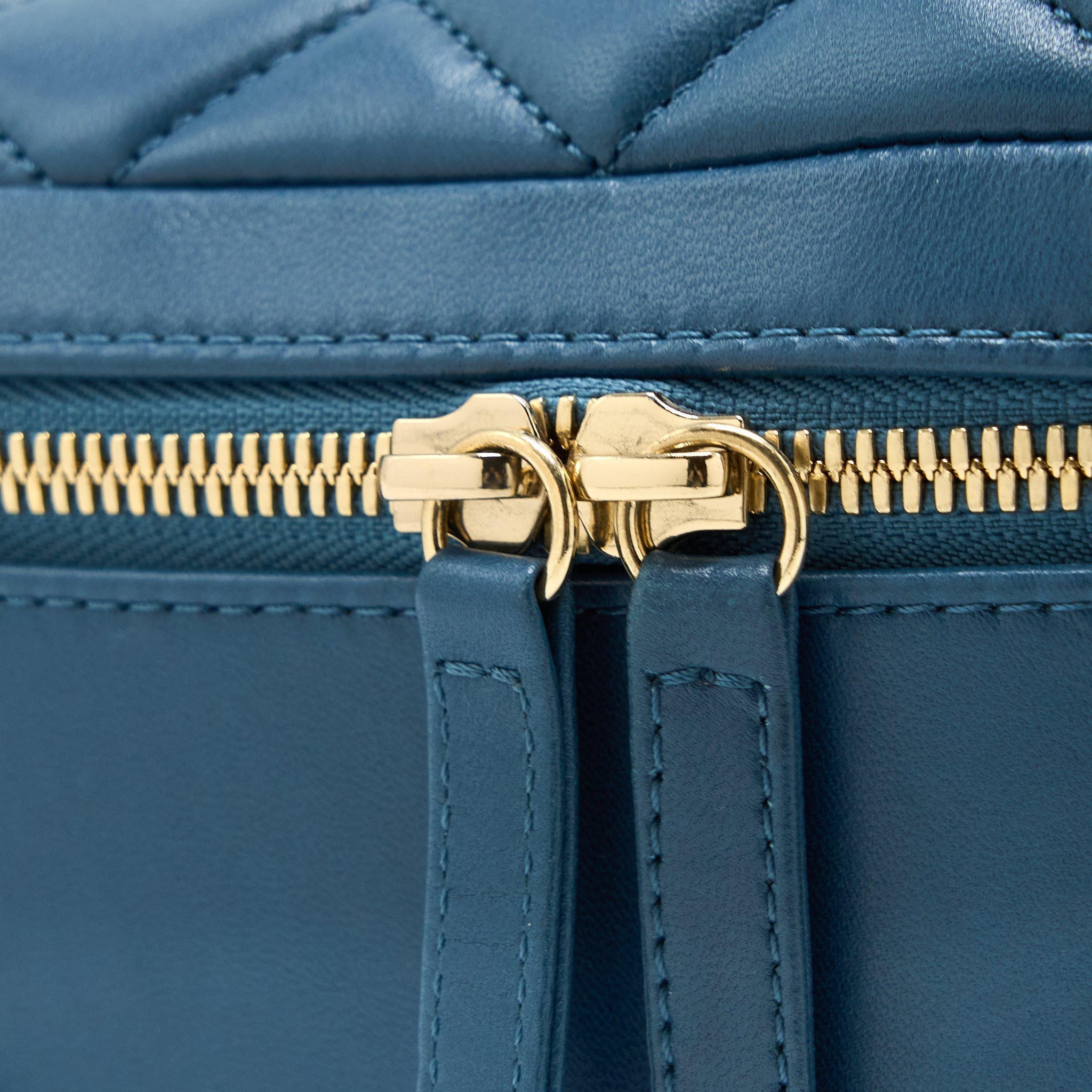 CHANEL QUILTED LARGE TRENDY CC BOWLING BAG LAMBSKIN BLUE LGHW