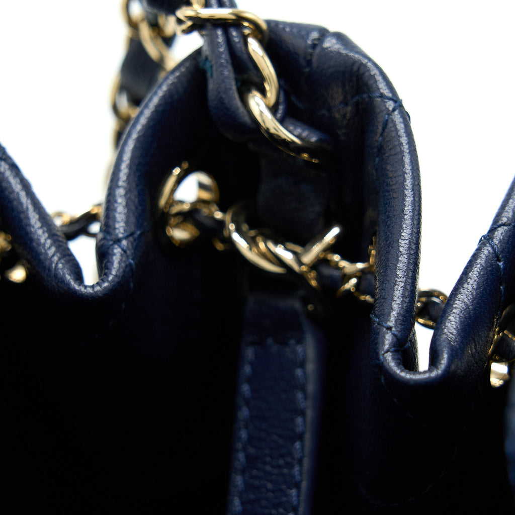 CHANEL TOP HANDLE BUCKET BAG CAVIAR NAVY BLUE LGHW